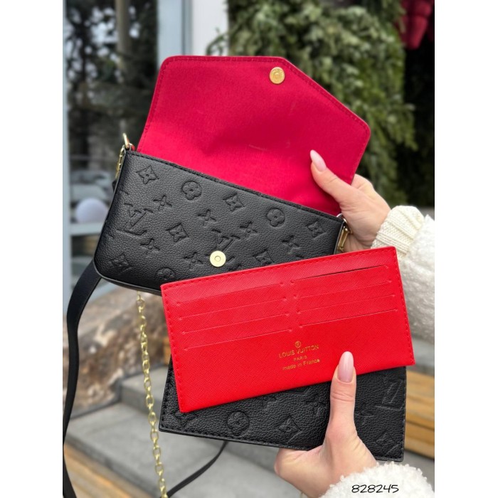 Сумка жіноча / гаманець/ клатч Лу 3 в 1 з екошкіри люкс колір: Чорний