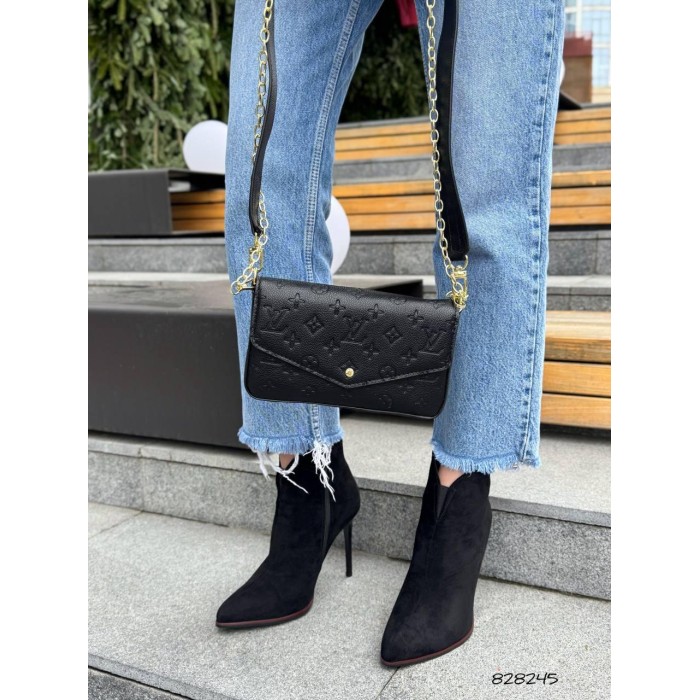 Сумка жіноча / гаманець/ клатч Лу 3 в 1 з екошкіри люкс колір: Чорний