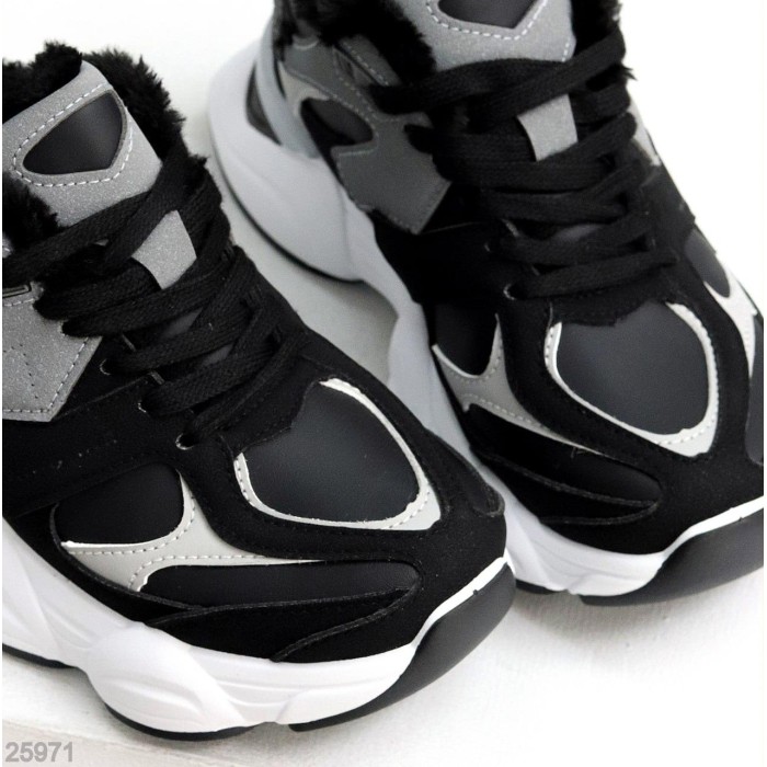 Кросівки жіночі еко-шкіра/еко-замша чорні зима на 35,36р