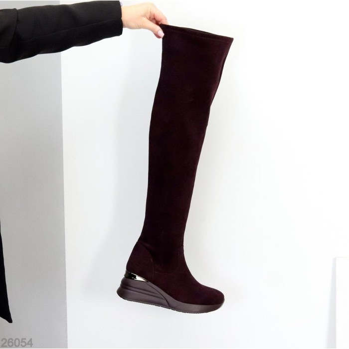 Ботфорти жіночі єко-замша колір-марсала демі 38,39р.