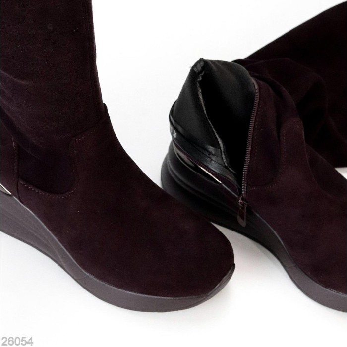 Ботфорти жіночі єко-замша колір-марсала демі 38,39р.