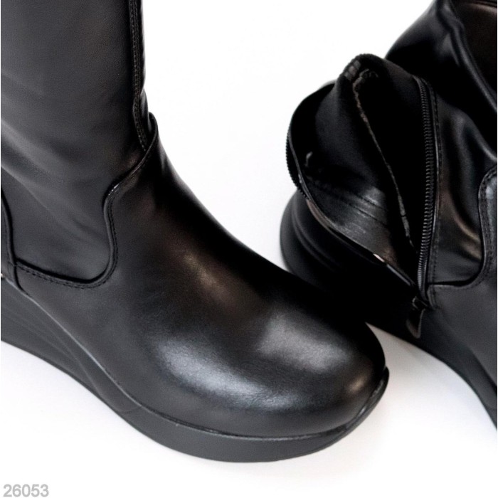 Ботфорти жіночі екошкіра чорні демі 37,38,39,40р