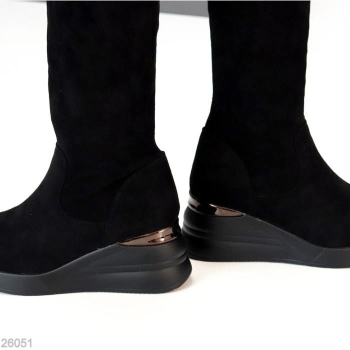 Ботфорти жіночі єко-замша чорні демі 37,38р