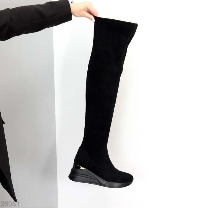 Ботфорти жіночі єко-замша чорні демі 37,38р