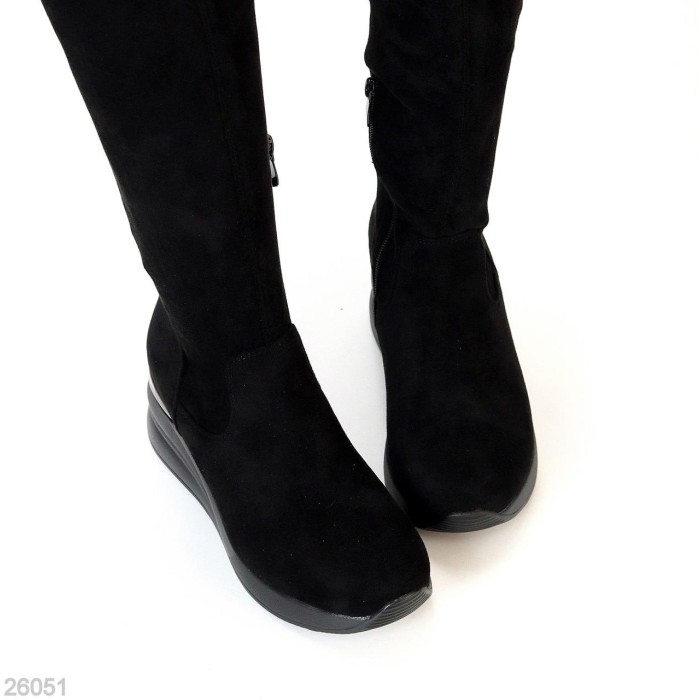 Ботфорти жіночі єко-замша чорні демі 37,38р