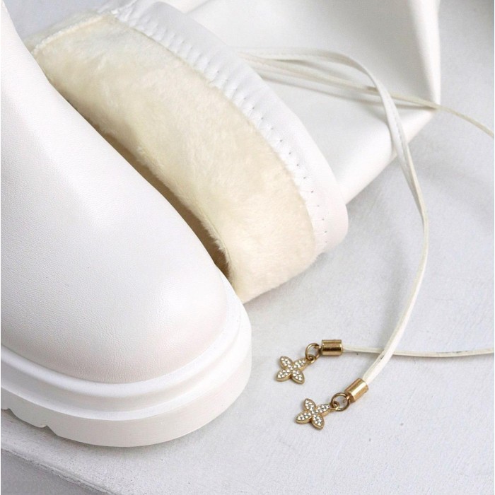 Ботфорти жіночі еко-шкіра колір-білий єврозима на 35.5,36,40р