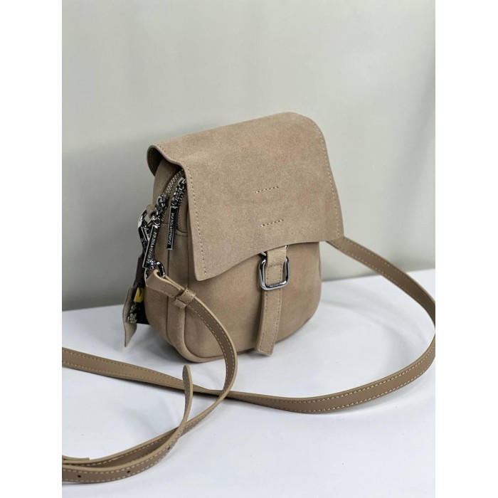 Сумка жіноча натуральна замша/шкіра колір: Беж