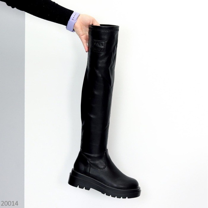 Ботфорти жіночі єко-шкіра чорні єврозима на 35.5р