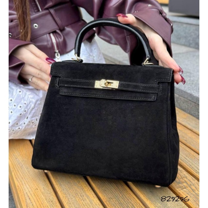 Сумка жіноча натуральна замша/шкіра колір: Чорний, Шоколад