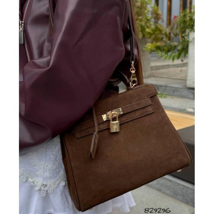 Сумка жіноча натуральна замша/шкіра колір: Чорний, Шоколад