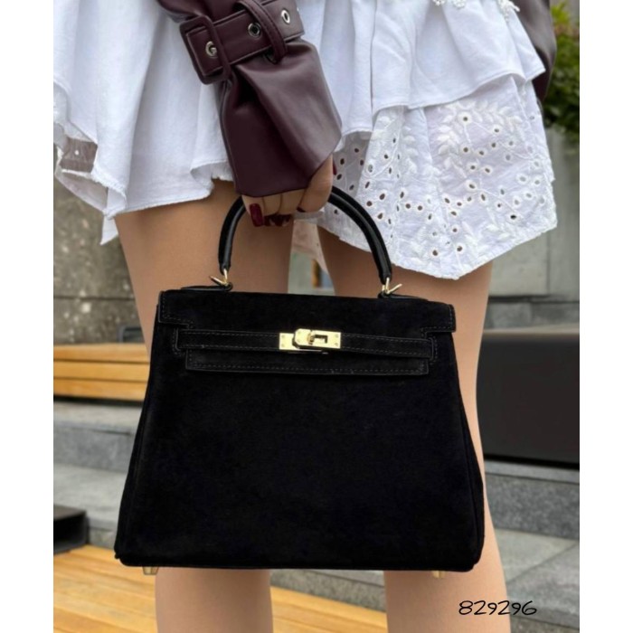 Сумка жіноча натуральна замша/шкіра колір: Чорний, Шоколад