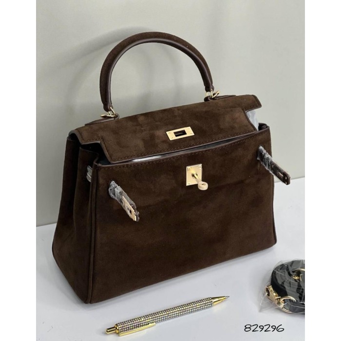 Сумка жіноча натуральна замша/шкіра колір: Чорний, Шоколад