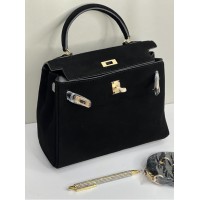 Сумка жіноча натуральна замша/шкіра колір: Чорний, Шоколад