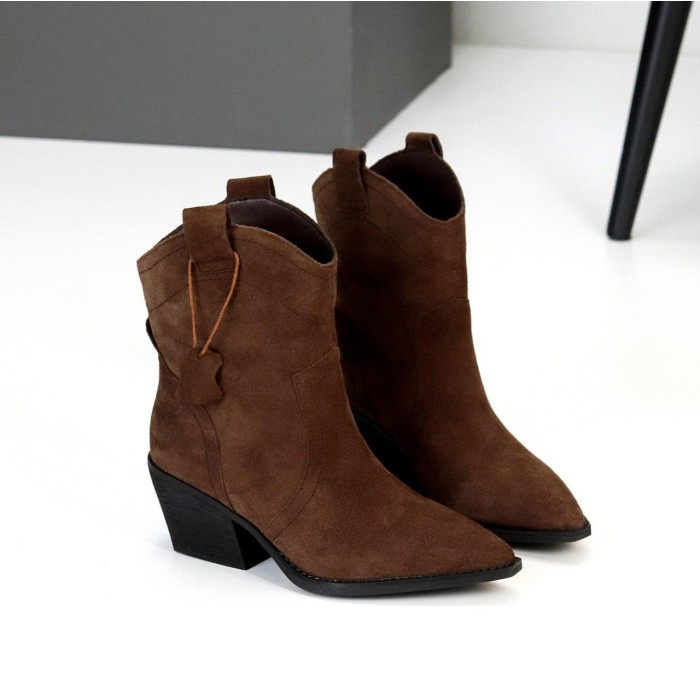 Черевики жіночі натуральна замша колір-шоколад дем 37р