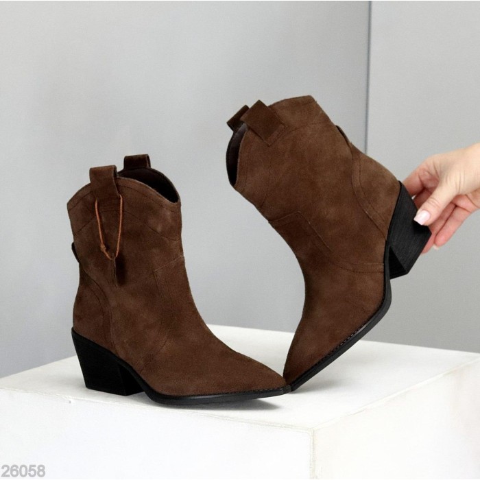 Черевики жіночі натуральна замша колір-шоколад дем 37р