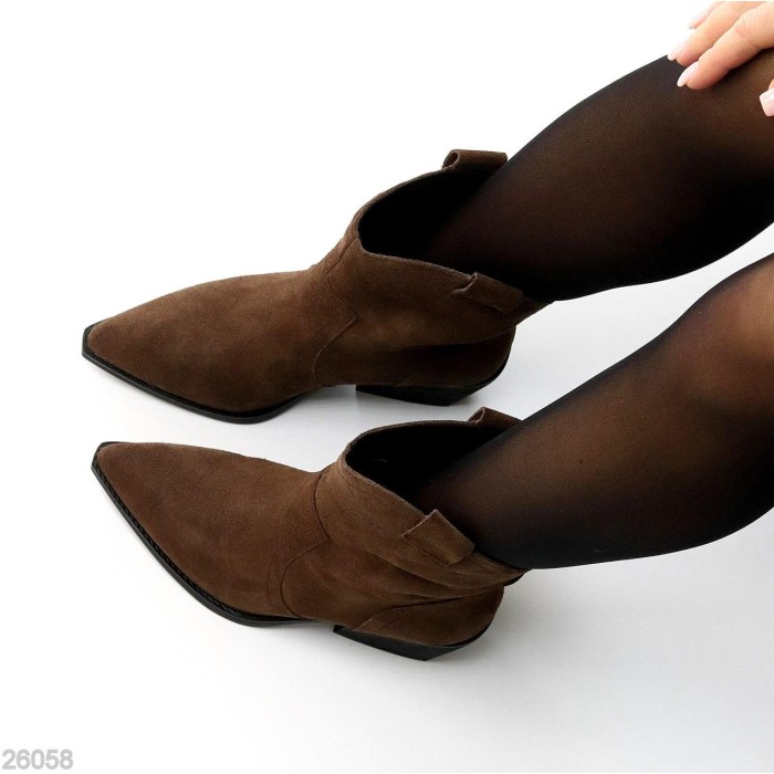 Черевики жіночі натуральна замша колір-шоколад дем 37р