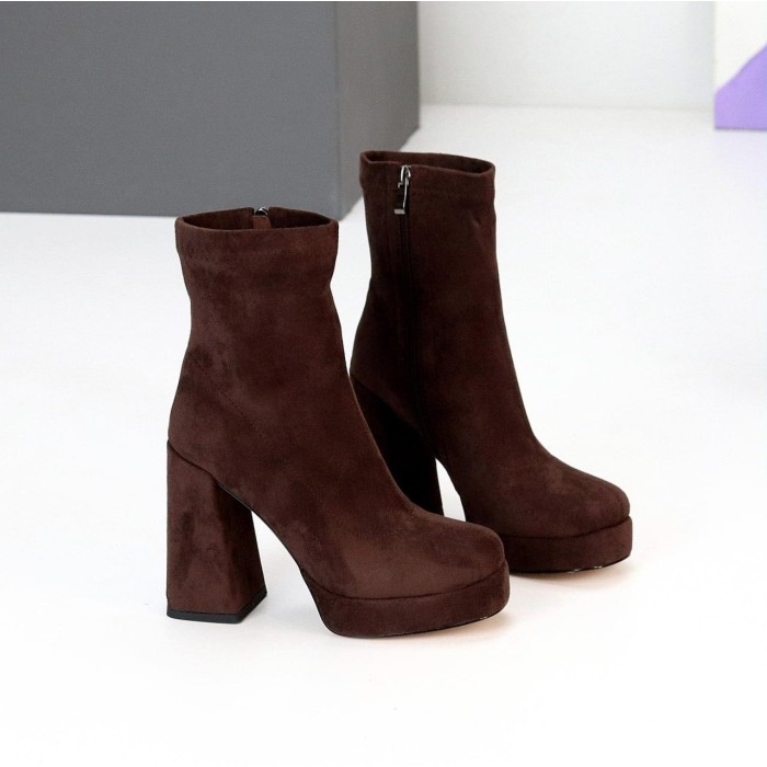 Ботильйони жіночі еко-замша колір-шоколад деми 36,37,40р