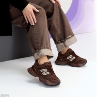 Кроссовки женские эко-замша цвет-шоколад на 35.5р.