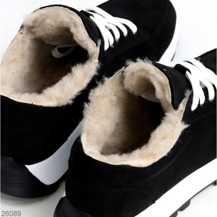 Кросівки жіночі натуральна замша чорні зима 36р