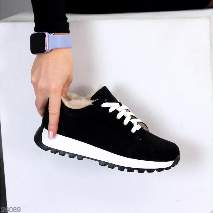 Кросівки жіночі натуральна замша чорні зима 36р