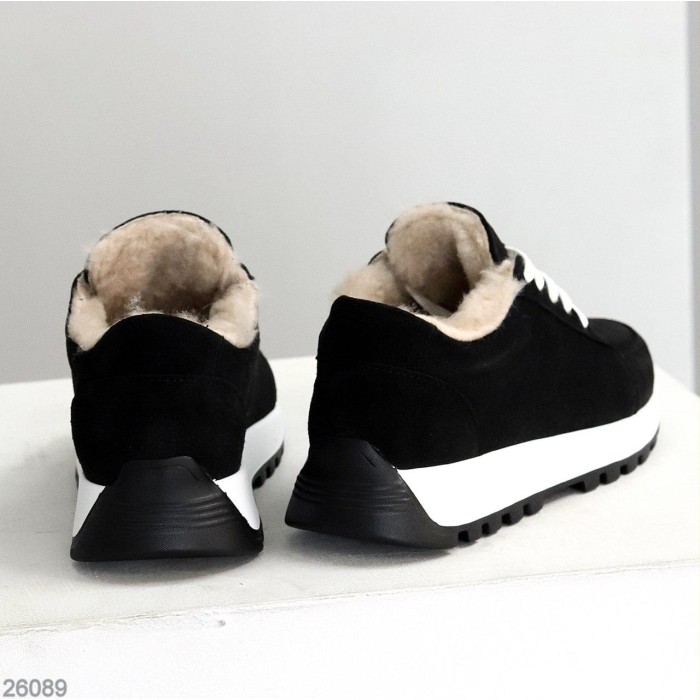 Кросівки жіночі натуральна замша чорні зима 36р