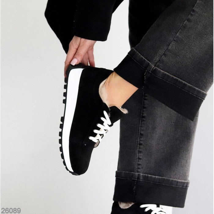 Кросівки жіночі натуральна замша чорні зима 36р