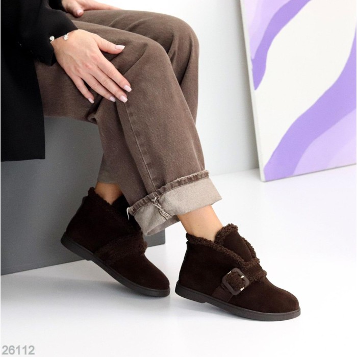 Кросівки/автоледі жіночі натуральна замша колір-шоколад зима на 35.5р.