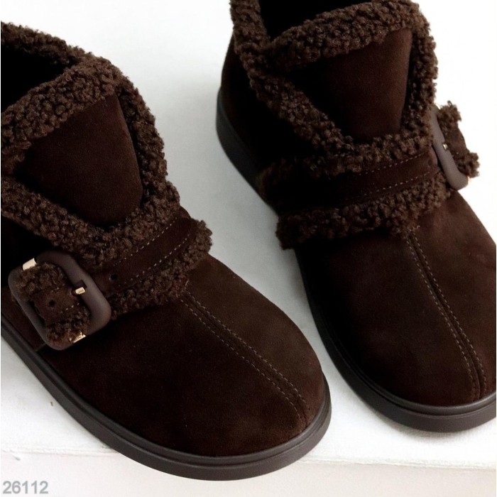 Кросівки/автоледі жіночі натуральна замша колір-шоколад зима на 35.5р.