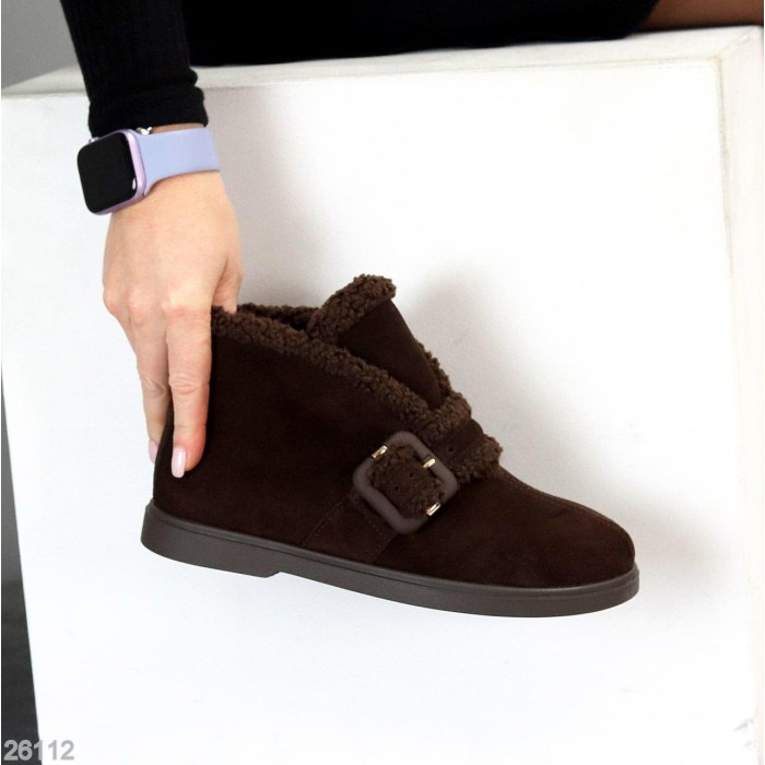 Кросівки/автоледі жіночі натуральна замша колір-шоколад зима на 35.5р.