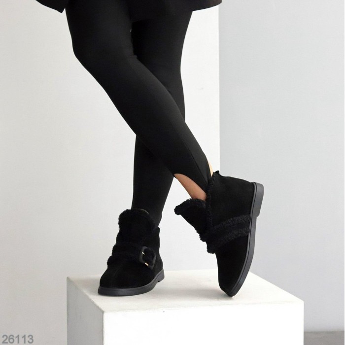 Кросівки/автоледі жіночі натуральна замша колір-чорний зима на 35.5р.