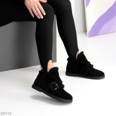 Кросівки/автоледі жіночі натуральна замша колір-чорний зима на 35.5р.