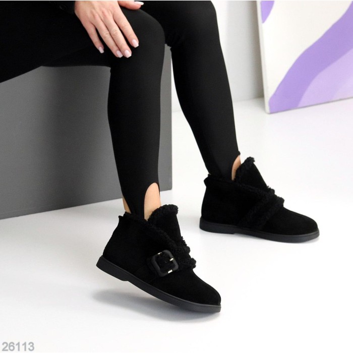 Кросівки/автоледі жіночі натуральна замша колір-чорний зима на 35.5р.