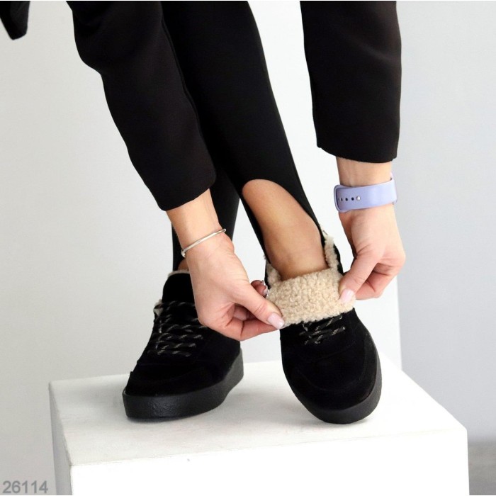 Кросівки жіночі натуральна замша чорні зима 36р