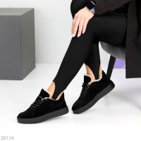 Кросівки жіночі натуральна замша чорні зима 36р