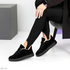 Кросівки жіночі натуральна замша чорні зима 36р