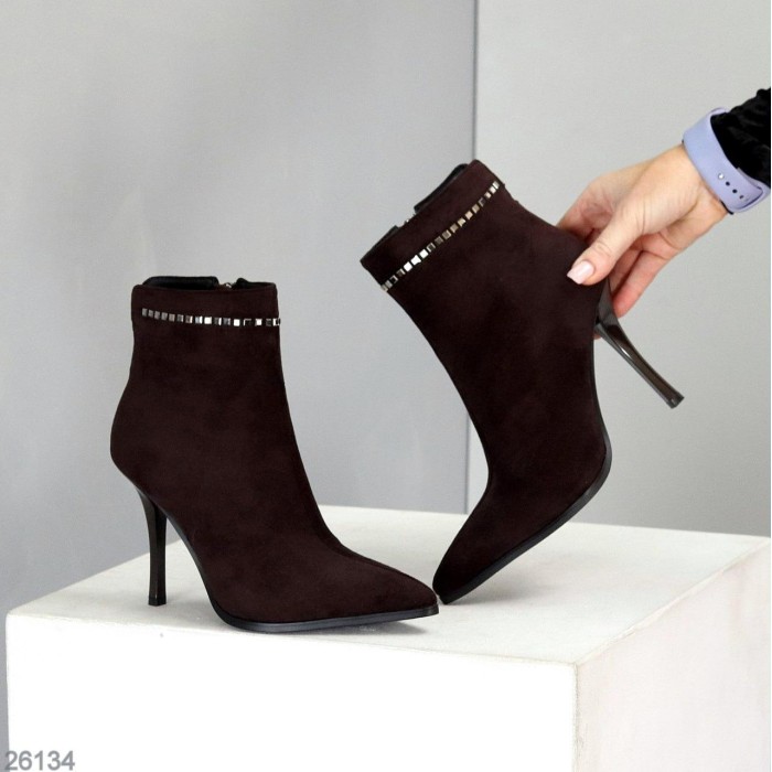 Ботильйони жіночі еко-замша колір-шоколад деми 38,39р