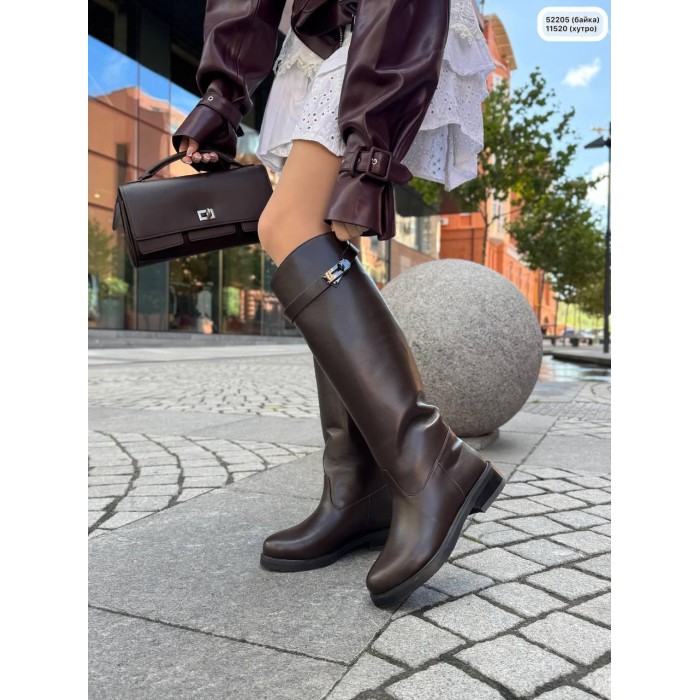 Чоботи жіночі труби натуральна шкіра колір: шоколад 37р