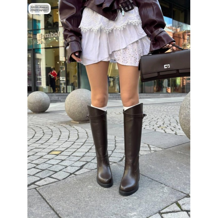 Чоботи жіночі труби натуральна шкіра колір: шоколад 37р