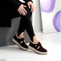 Кросівки/автоледі жіночі натуральна замша колір-шоколад зима 36р.