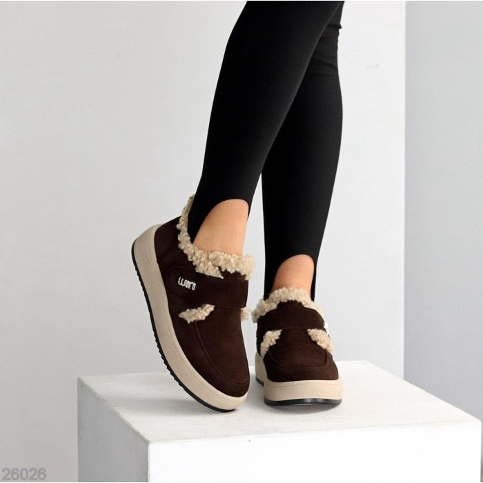 Кросівки/автоледі жіночі натуральна замша колір-шоколад зима 36р.