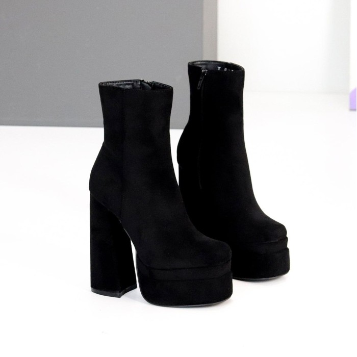 Ботильоны женские эко-замша цвет-черный деми 38р