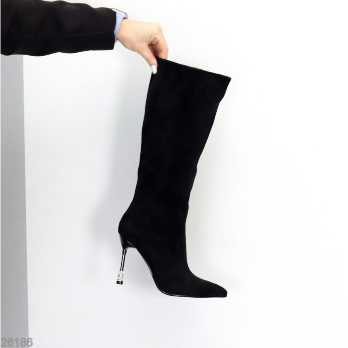 Чоботи чорні екозамша демі 35р