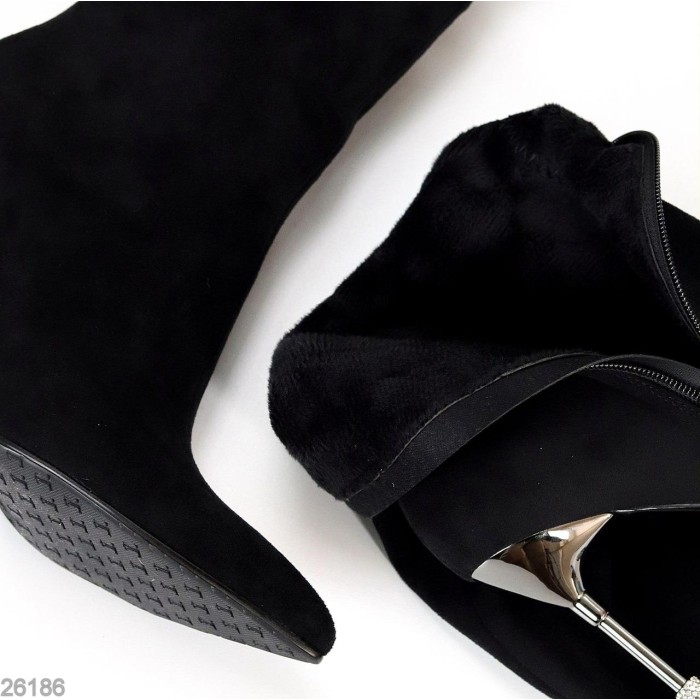 Чоботи чорні екозамша демі 35р