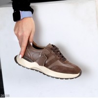 Універсальні жіночі кросівки натуральна шкіра + замша колір Моко 41