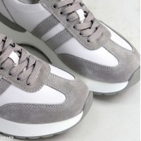 Универсальные белые серые кроссовки натуральная кожа + замша 38