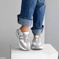 Універсальні білі сірі кросівки натуральна шкіра + замша