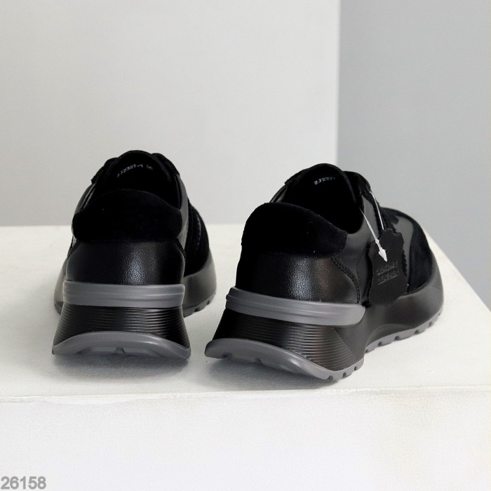 Універсальні чорні кросівки натуральна шкіра + замша