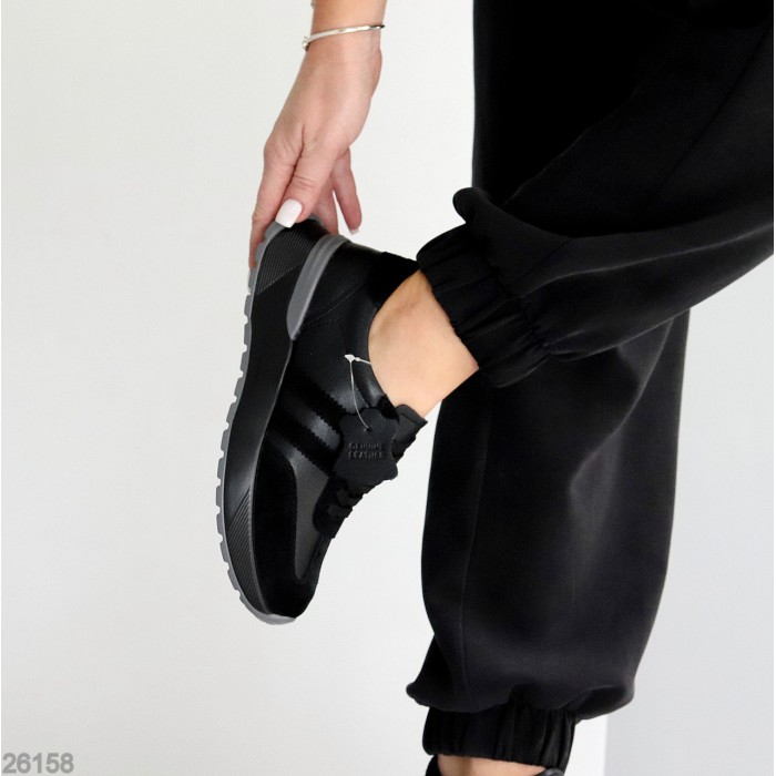 Універсальні чорні кросівки натуральна шкіра + замша