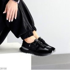 Універсальні чорні кросівки натуральна шкіра + замша