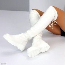 Ботфорти жіночі з екошкіри  Білі демі на 37р